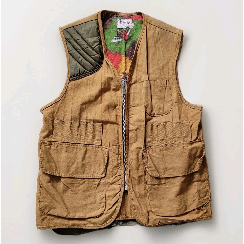 Canvasback Vintage Brown‎ Duck Canvas Hunting Vest Shell Loops Large Americana